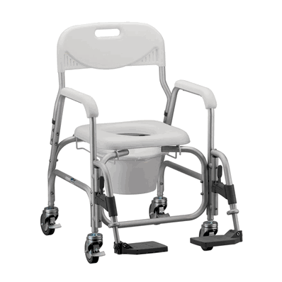 Shower Chair Commode on wheels Deluxe, with