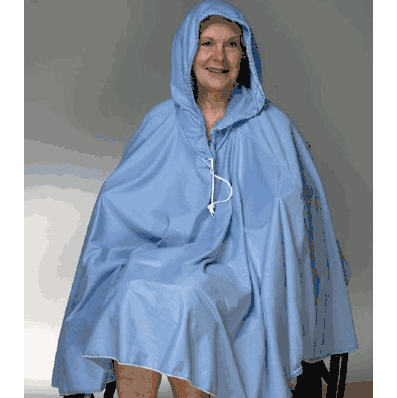 Shower Poncho, 23" X 34", Long, hood, blue