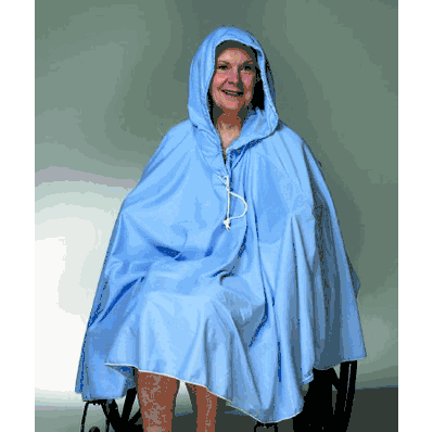 Shower Poncho, 34" X 34", Long, no hood, blue