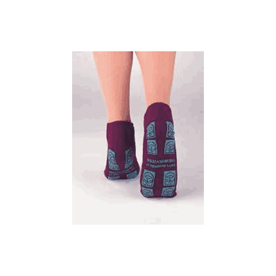 Slipper, Sock Non-skid Lt Blu/Wht Adlt (48/Cs