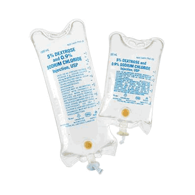 Solution, Dextrose, 5%, NaCl, 0.45%, 500 mL
