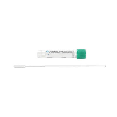 Puritan LA-116 Specimen Collection and Transport System, 1 mL, 6" Liquid Amies Medium, Translucent with Green Cap