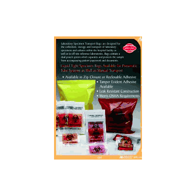 Specimen Transport Bag 6 X 9 Inch Polyethylen