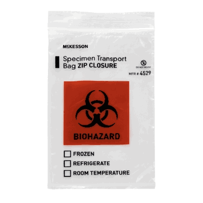 Specimen Transport Bag, 6" x 9" Zip Closure