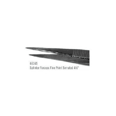 Splinter Forceps, 4-1/2" with straight fine point serrated tips