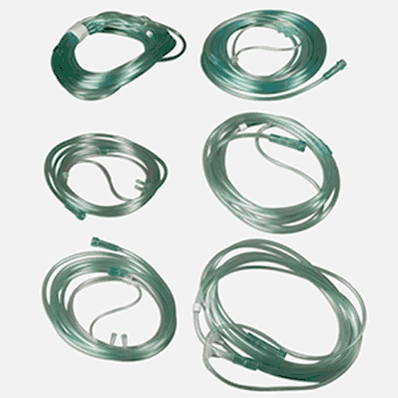 Standard Nasal Cannulas, 7 ft (2.1m) Adult, Flared Curved Tip