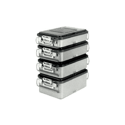 Sterilization Container, Mid Length, with Lid, Solid Bottom