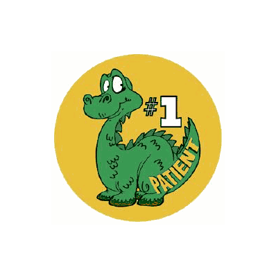Sticker #1 Patient Green Dino - Sticker, #1 P
