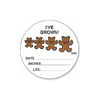 Sticker I'Ve Grown Teddy Bear Date Inches Lbs