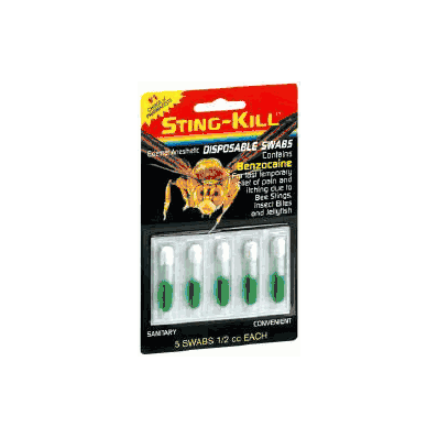 Sting-Kill Wipe External Anesthetic, 5 Swabs 1/2cc EACH