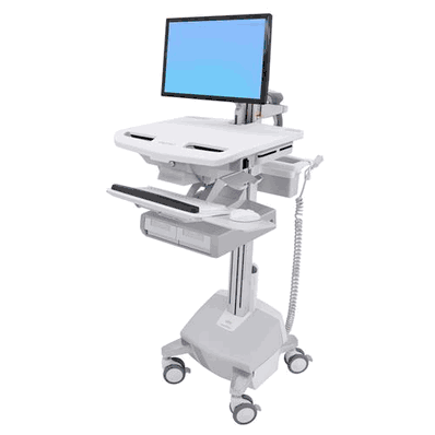 StyleView Electric-Lift Cart with LCD Arm, LiFe Powered, 2 Drawers (2 medium drawers x 1 row)
