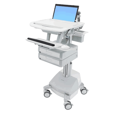 StyleView Laptop Cart, SLA Powered, 2 Drawers (1 large drawer x 2 rows)
