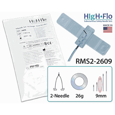 Sub-Q Infusion Set, 26 ga Custom Luer, 12 mm Winged Backcut Double Needle
