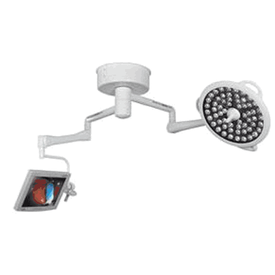 Surgical Light, Dual Ceiling Mount/Monitor, 26" Arm Reach with 240 Watt LED Bulb White Lamp