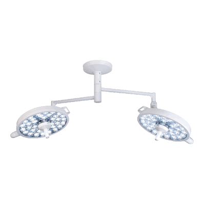 Surgical Light, Dual Ceiling Mount with White Lamp LED Bulb