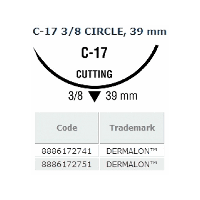 Suture, Dermalon, Blue, 3/0, 30", Ce-12/C-17