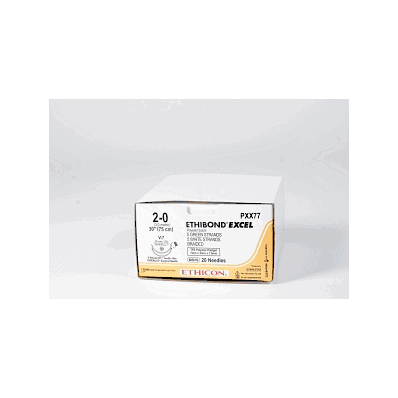 Suture, Ethibond-excel, G / W, 2/0, 10-30", V