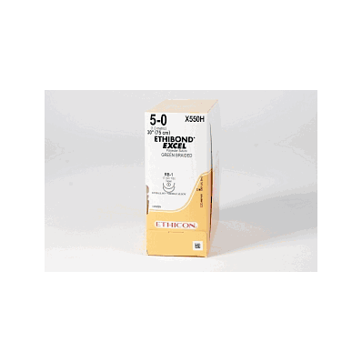 Suture, Ethibond-excel, Green, 5/0, 30", Rb-1