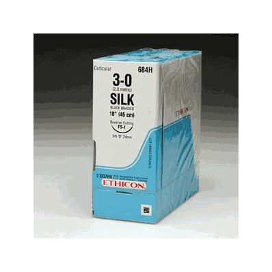 Suture, Ethilon, Black, 3/0, 30", Pslx - Medl