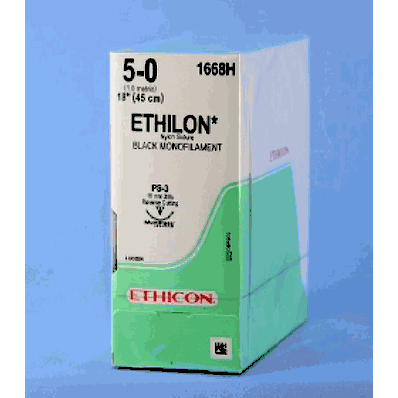 Suture with size 5-0, 18 mm, stainless needle