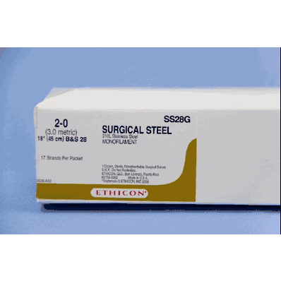 Suture Wire, Size 2-0, 18" Silver