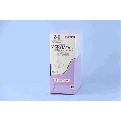 Suture with Needle, Size 2-0, 36" Suture Violet, 36 mm CT-1