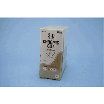 Suture with Needle, Size 3-0, 36" with 36 mm