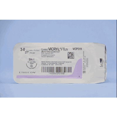 Suture with Needle, Size 4-0, 27" Suture Violet, 36 mm CT-1