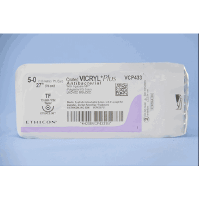 Suture with Needle, Size 5-0, 27" Suture Undyed, 13 mm TF