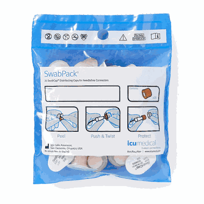 Swabcap Disinfection Cap, Luer Access by ICU SCXT3-2400, 25/bag