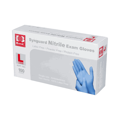 Synguard NGPF7003 Nitrile Exam Gloves LARGE, 100/bx, 10 bxs/cs (1000/cs)