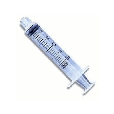 Syringe 5 mL Luer, 0.2 mL increments, Bulk Pack