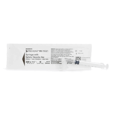 Syringe with Hypodermic Needle, 22 ga x 1-1/2", 0.5 mL Graduation