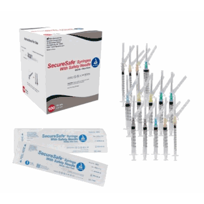 Syringe with Safety Needle, 22 ga, 1", 3cc Luer Lock