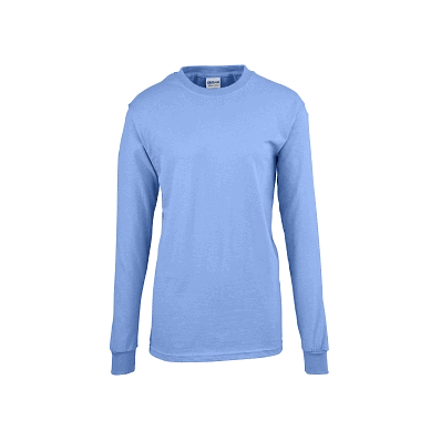 T-shirt, Carolina Blue, 100% Ctn, L / S, Sml