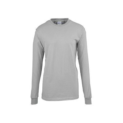 T-shirt, Grey, 100% Cotton, Long Slv, Large -