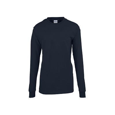 T-shirt, Navy, 100% Cotton, Long Slv, 4xl - M