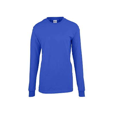 T-shirt, Royal, 100% Cotton, Long Slv, Xl - M