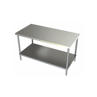 Table, Work, Ss, W/Galvnze Shelf, 24x30x35 -