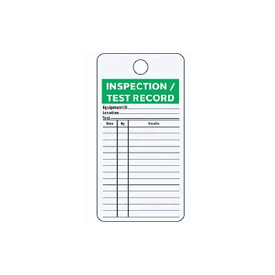 Tag, Inspection Test Record Cardstock (25/Pk)