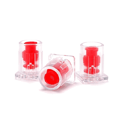 Tamper Evident Caps, Red and Clear, Plastic