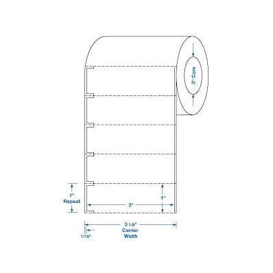 Direct Thermal Labels, 1" X 3", White