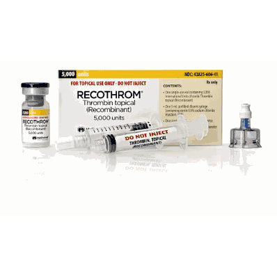  THIS RX, Dr's License required Recothrom Thrombin, 5000 IU Vial Top Kit