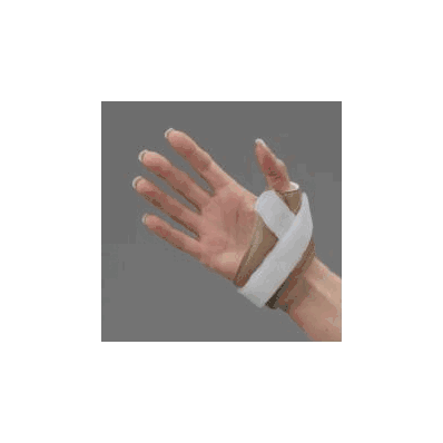 Thumb splint, small, wrist strap, vinyl/leatherette, right