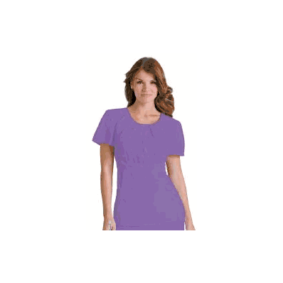 Top, StafF Scrub Rnd-neck Fml Wisteria Xlg -