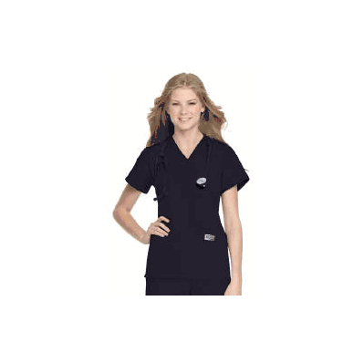 Top, StafF Scrub Tunic Wrap Fml Navy Sm - -