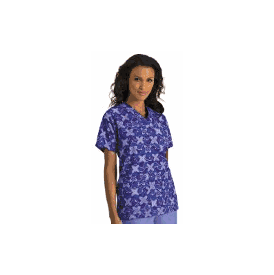 Top, StafF Scrub V-neck Fml GeE Wiz Med - -