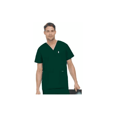 Top, StafF Scrub V-neck Ml Hunter Grn Lg - -