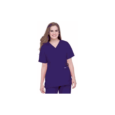 Top, StafF Tunic Snap Frnt V-neck Grape Xsm -