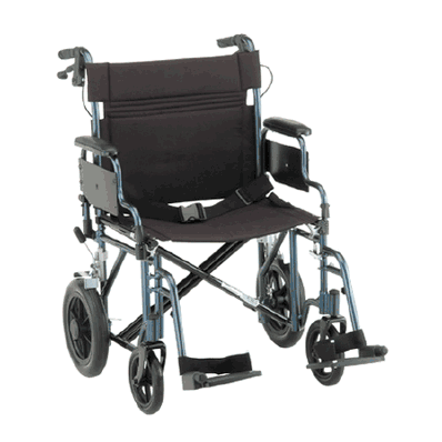 Transport Chair, 19-12/" H x 21-1/2" W Seat, 400 Lbs Capacity